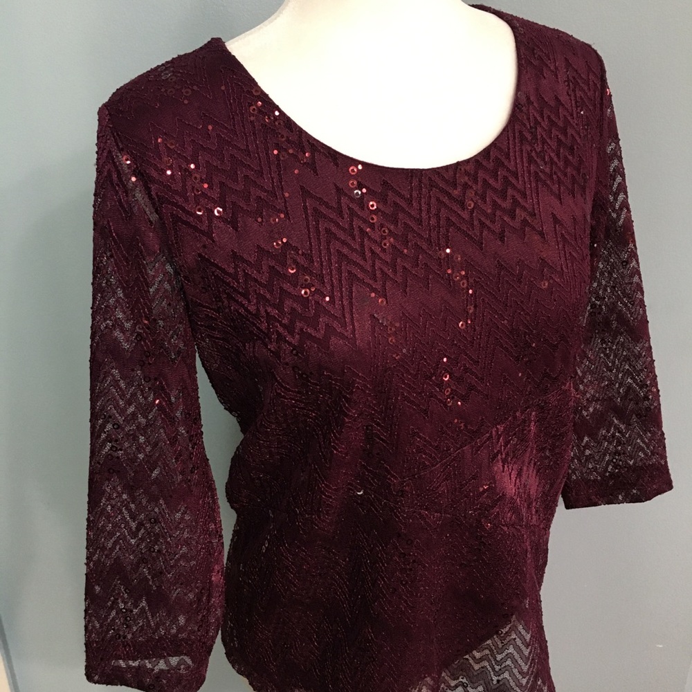 JM Collection | NWOT Purple Sequined Petite Top